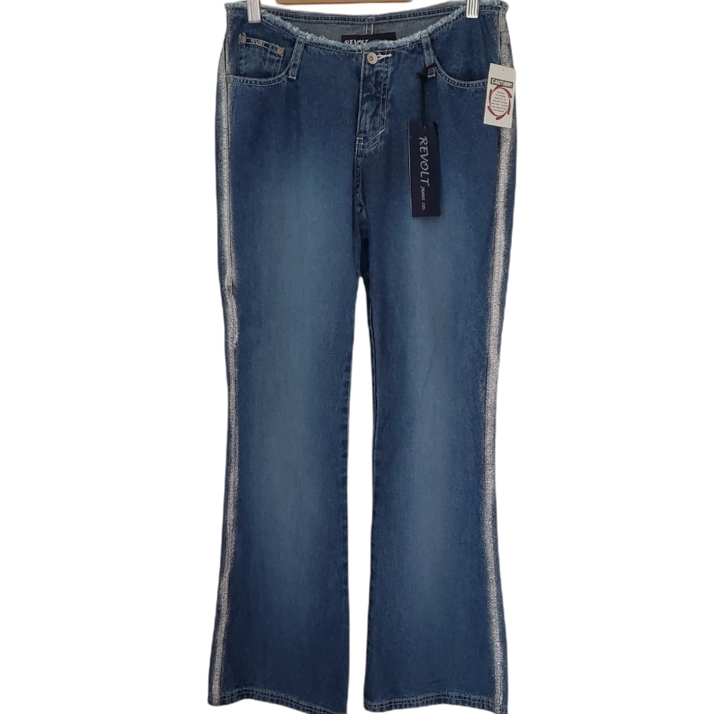 Revolt Vintage Y2K Revolt "Glam Stripe" Fit and Flare Jeans: Size: 7 Junior